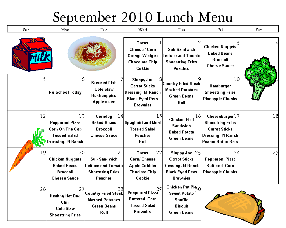 school lunch menu essay